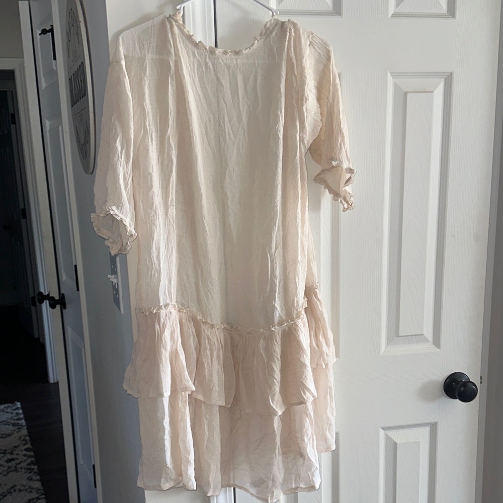 Easel Cream Ruffle Open-Front Top - Picture 6 of 6